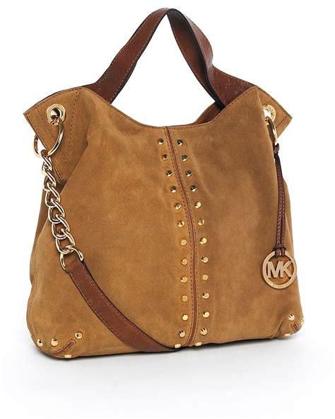 michael kors brown and black bag|brown suede michael kors handbags.